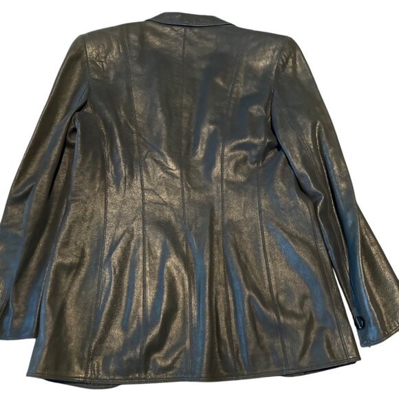 Emanuel Ungaro Parallele Womens Leather Jacket Size 8 Black Made In Italy *FLAW* - Picture 7 of 7